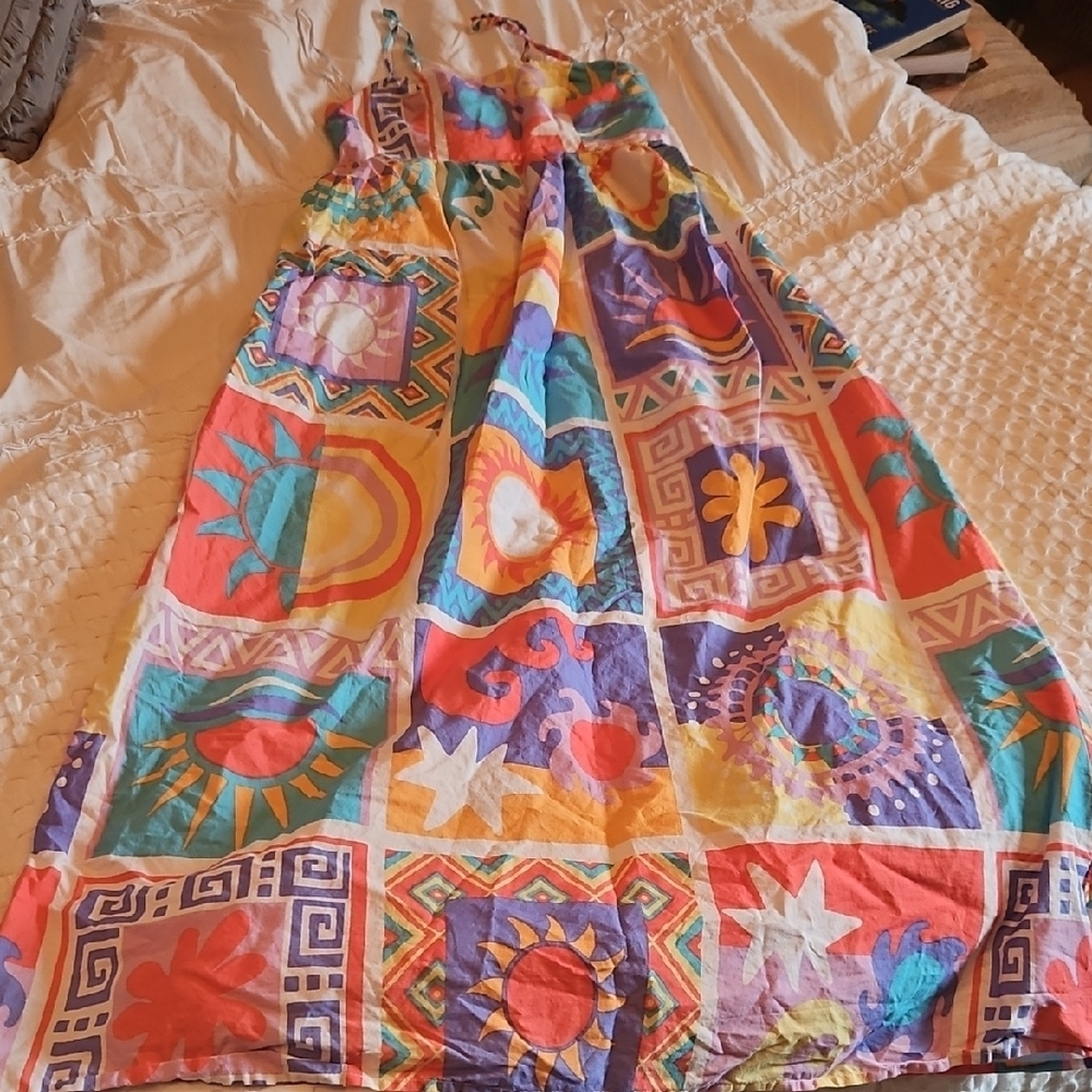 Colorful Geometric Patterned Dress Small